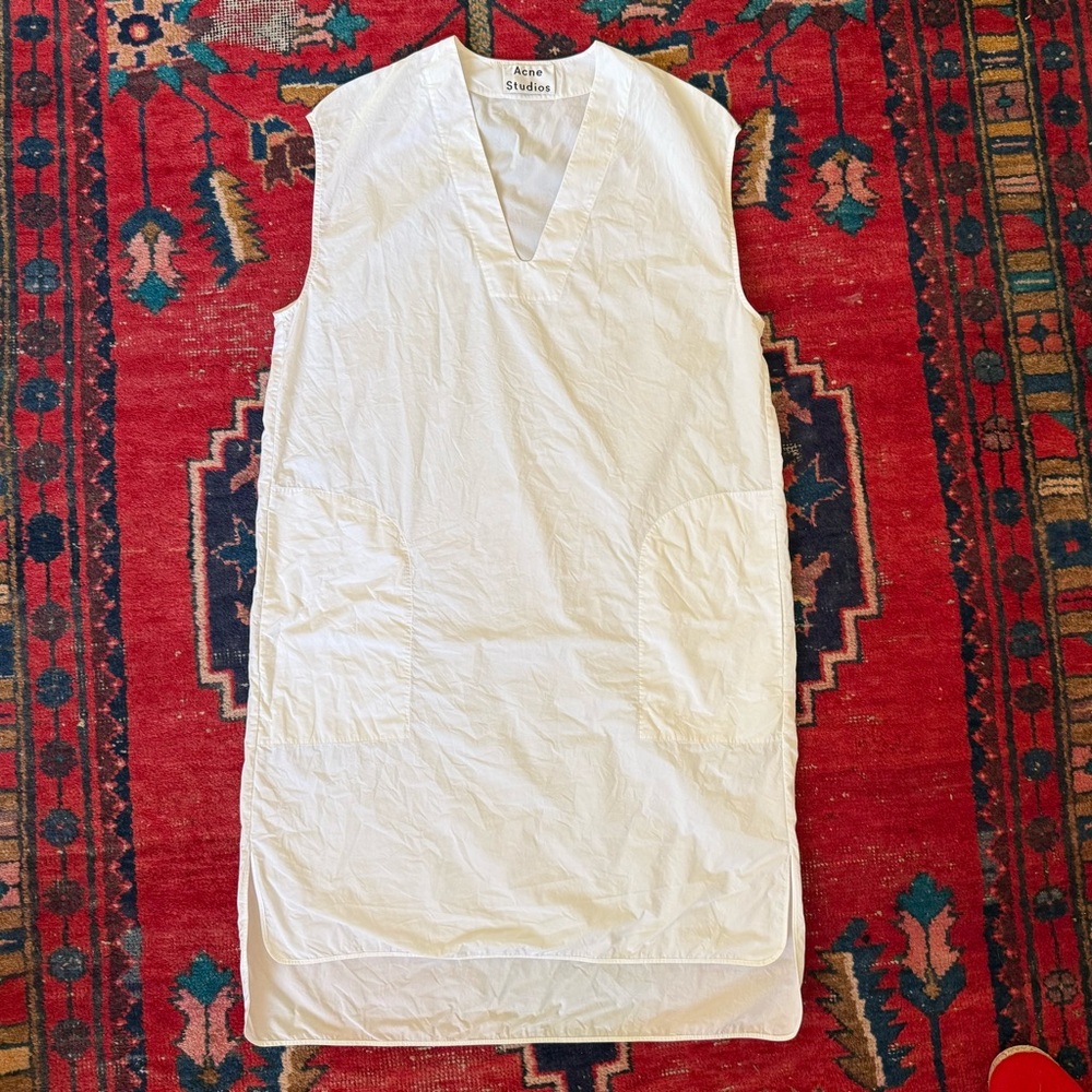 ACNE STUDIOS Arts Tech Pop Shift Dress - White Cotton Poplin - 36 S